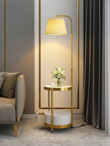 Lilah Floor Lamp 13_8 x H 63 _ Dia 35cm x H 160cm (without drawer)-Black & White-AU plug